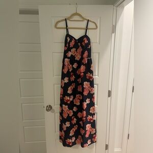 Band of Gypsies Maxi Dress - Navy with Pink & White Floral Maxi Dress